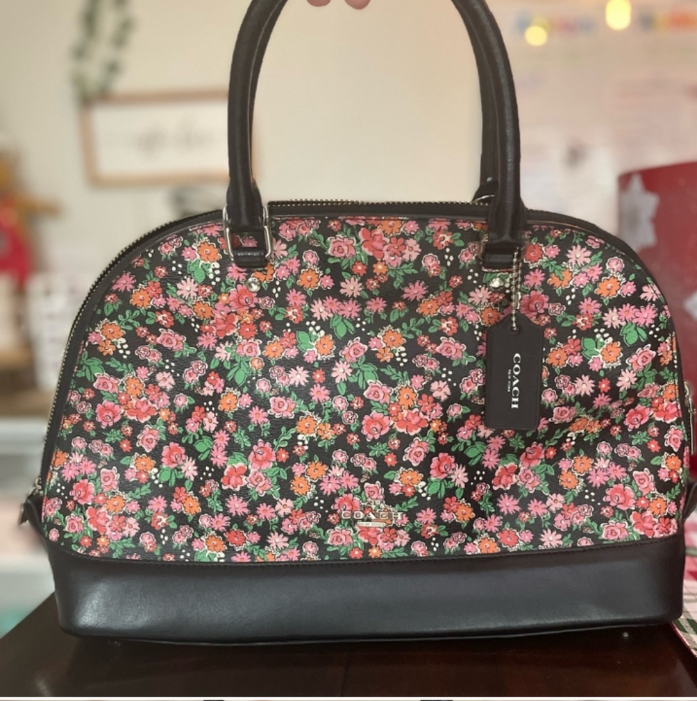 Coach Posey Cluster Floral Coated Canvas Sierra Satchel Bag